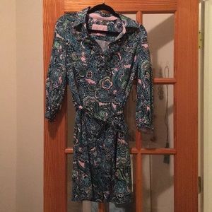 Lilly Pullitzer Ruffle Belted Shirt Dress Size 6